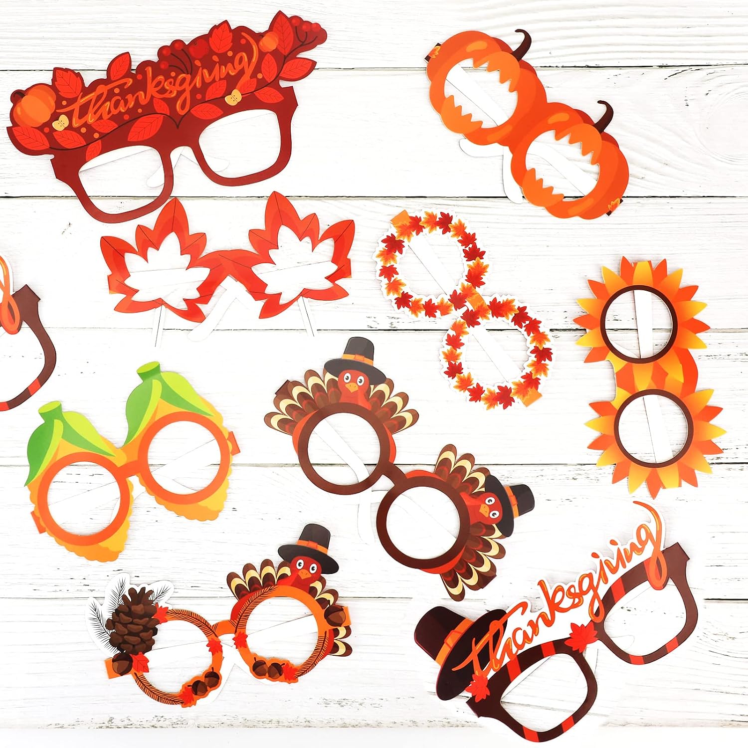 HOWAF Thanksgiving Party Favor Paper Glasses, Thanksgiving Party Eyeglasses Photo Booth Props Kit for Turkey Day Party Favor Give Thanks Party Supplies 27pcs