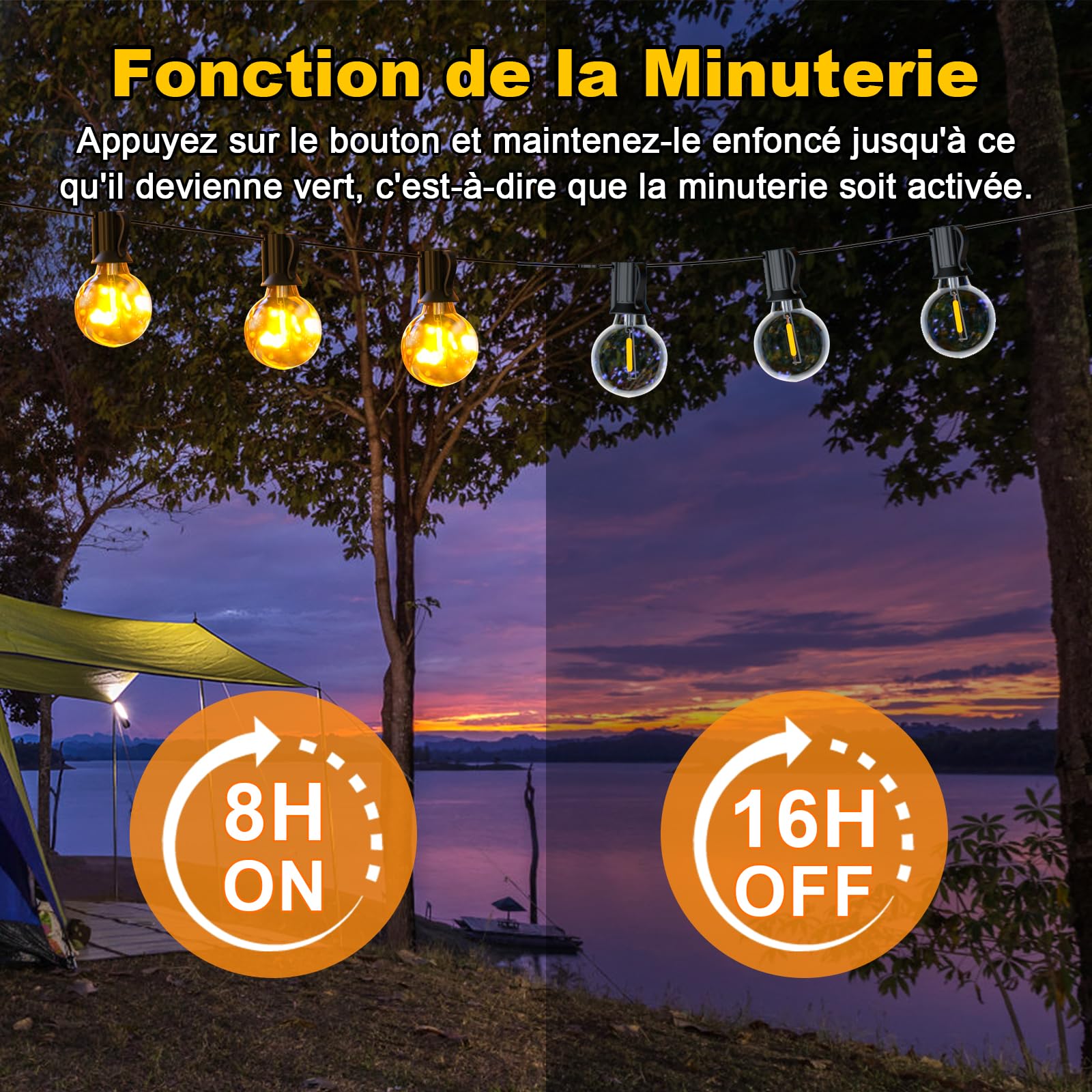 Guirlande Guinguette Exterieur 30M, 37+2 G40 LED Ampoules, Guirlande Lumineuse Exterieure IP44 Imperméable avec Prise, Connectable, Dimmable Temporisé - Blanc Chaud pour Jardin, Terrasse,Mariage