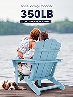 Vista 167 de KINGYES - Silla Adirondack plegable, sillas de patio de polietileno de alta densidad para todo tipo de clima, silla de césped con textura de madera