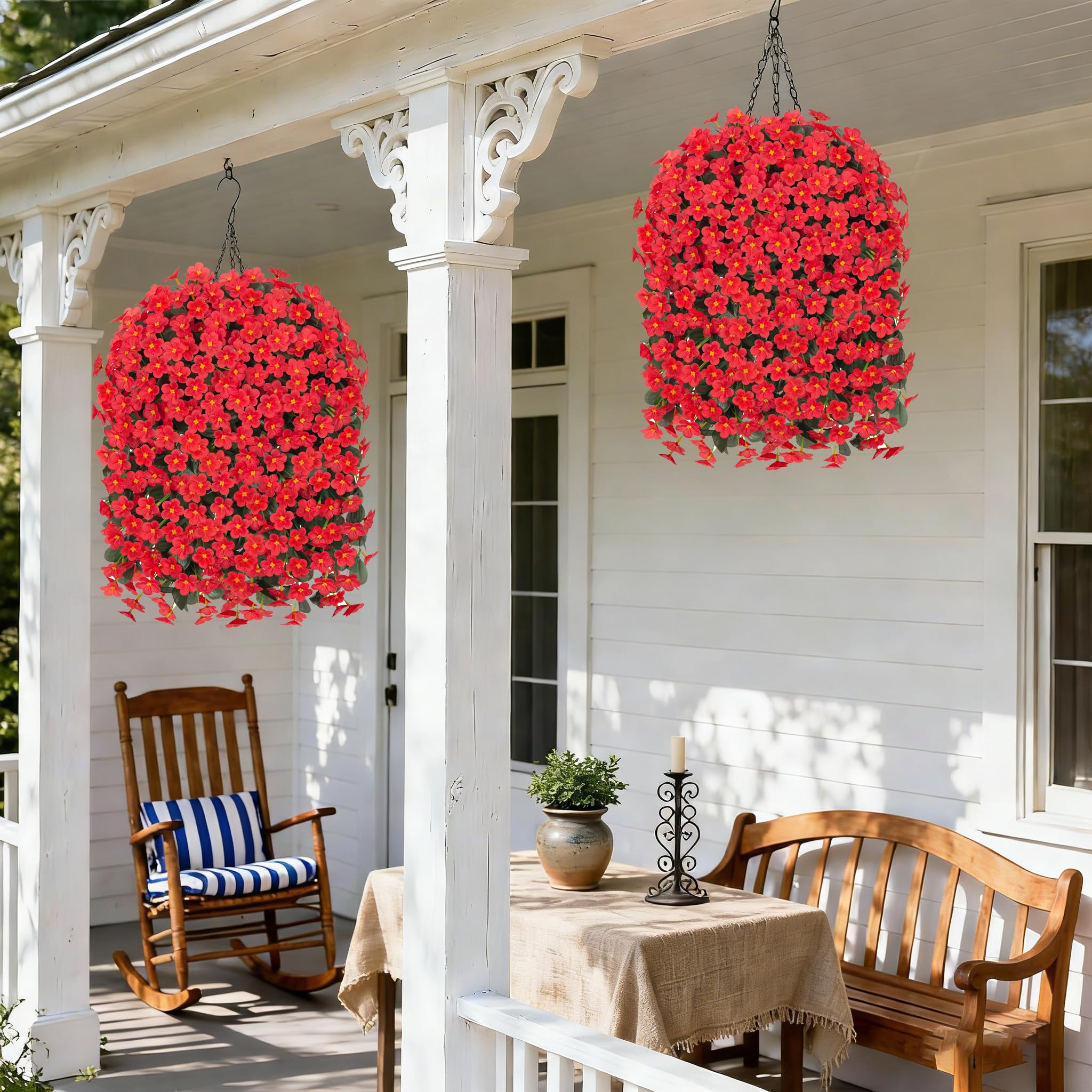 Amazon.com: HyeFlora Artificial Fake Red Hanging Flowers Plants Basket for  Outdoor Outside Winter Christmas Decor, Faux Silk Daisy Flower Look Real UV  Resistant Orchid Vine Plant for Porch Garden Yard Patio Home :