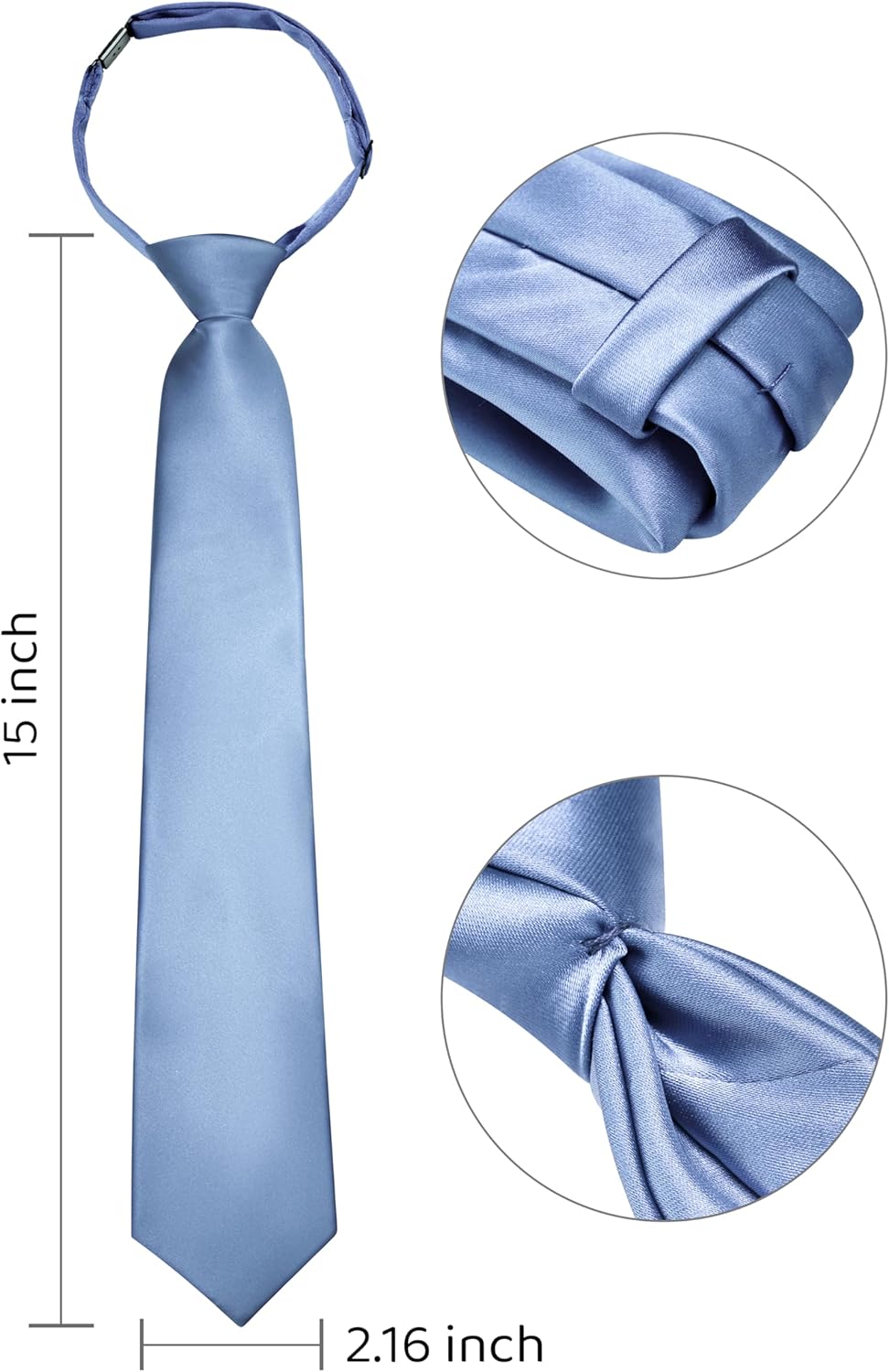 Branduce Pre-Tied Boys Ties Solid Color Kids Adjustable Necktie for Age 8-12 Wedding School Graduation - Image 2