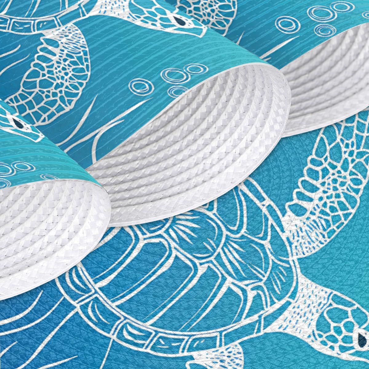 Ocean Sea Animal Turtle Tortoise Round Placemats Set of 6 Woven Braided Place Mat Heat Resistant Washable Table Mats for Dining Table Kitchen, 15 in