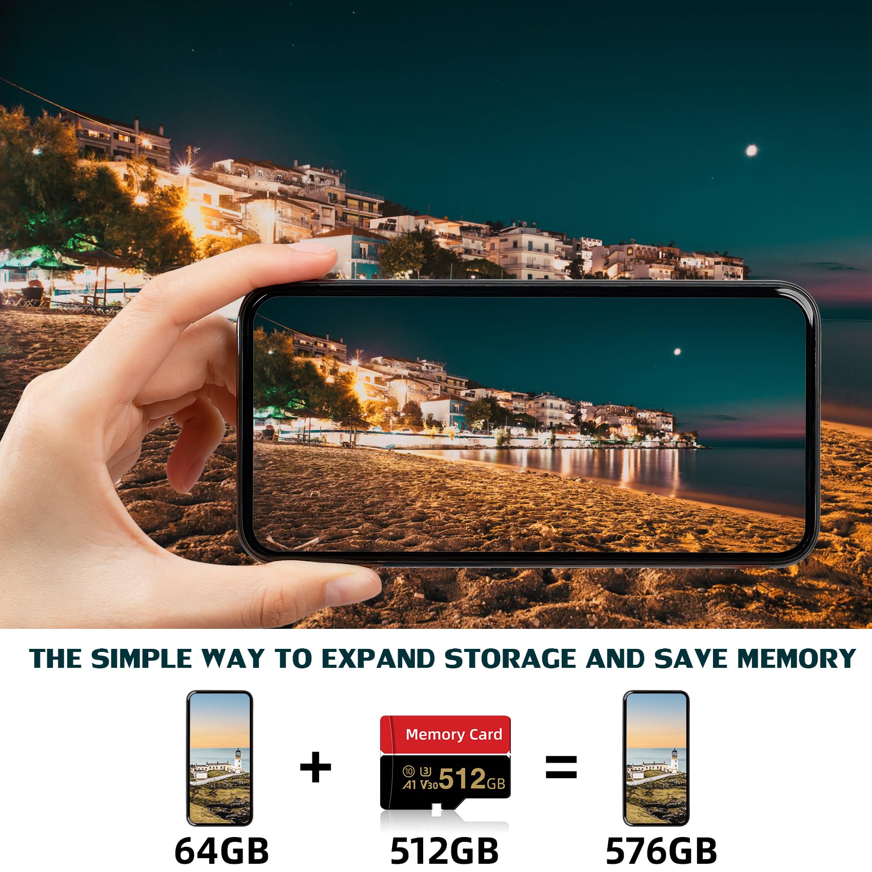 Mini-Speicherkarte 512GB, mit Adapter, Hochgeschwindigkeit Memory Karte, Massive Kapazität TF Karte, Datenspeicherung Speicherkarten für Laptop/Smartphone/Dash-Cam/Drohnen