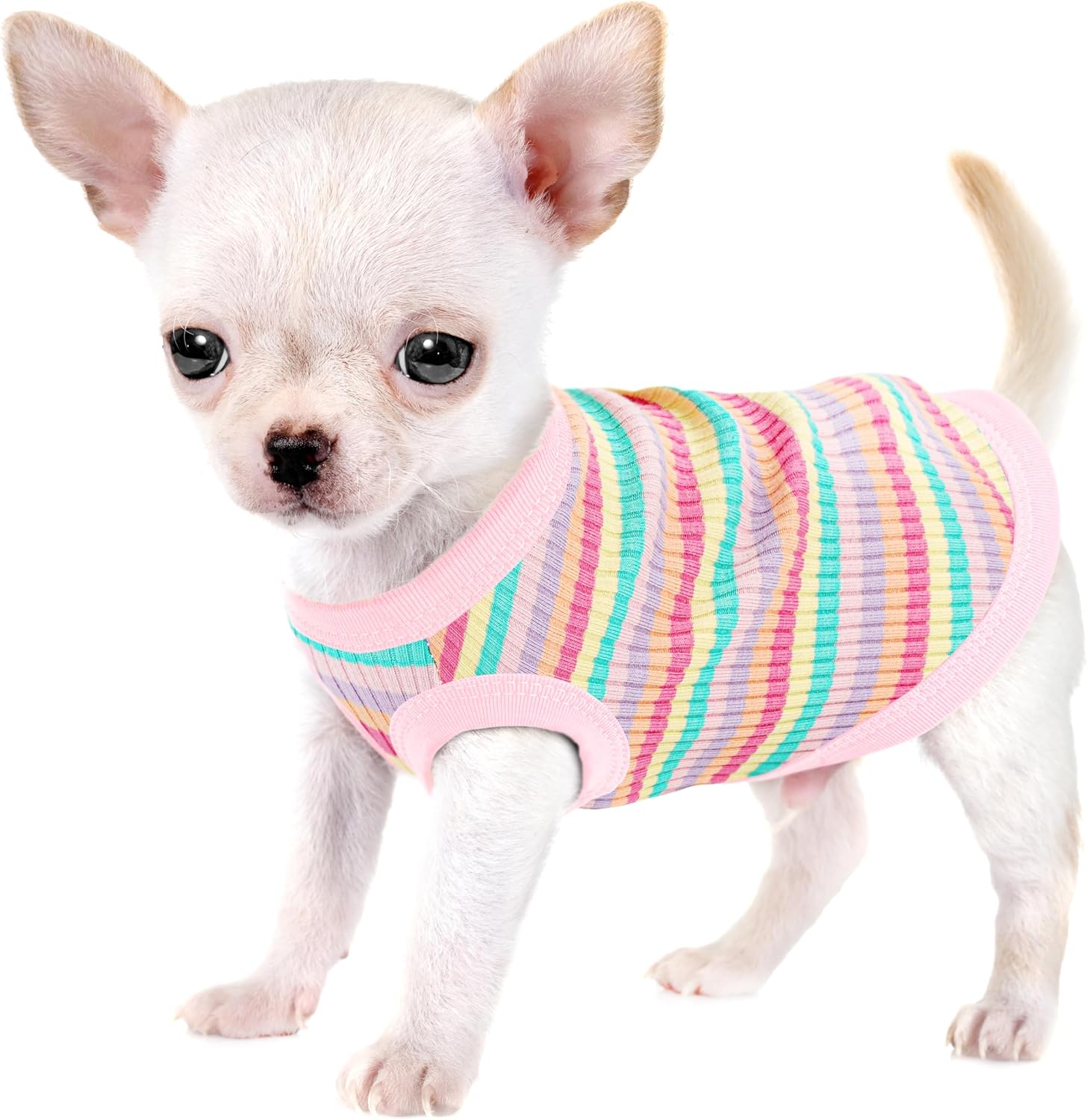 Elevate Your Pet's Comfort and Fashion: Premium 100% Cotton Rib Dog Shirt Vest for Small Breeds Like Chihuahuas, Yorkies, and Puppies .Year-Round Style with Tank-Style Puppy Attire Light Pink XL