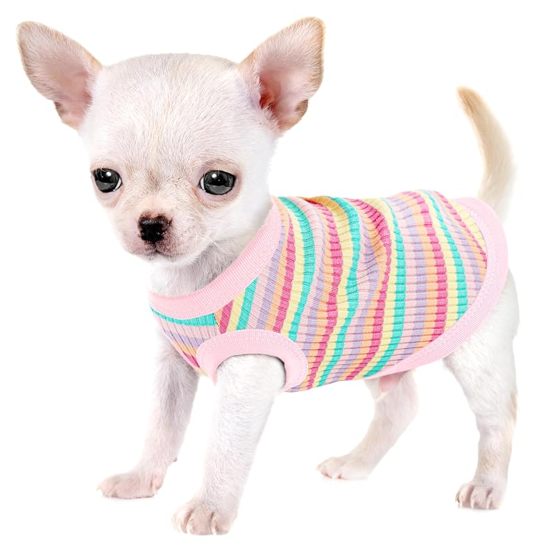 Camisa para cães em algodão 100% e malha canelada Paiaite Rosa-claro, tamanho M