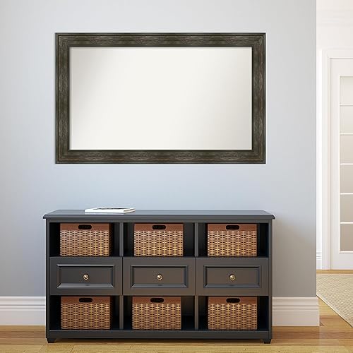 Miniatura 5 de Amanti Art Brown Bathroom Mirror for Over Sink, 30x48 Custom Made Rail Rustic Char Rectangle Vanity Mirror, Oversize Country Rustic Wood Frame,