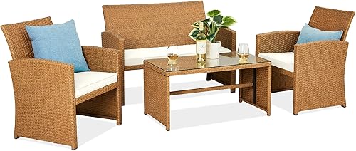 Miniatura 116 de Best Choice Products Juego de muebles de conversación de patio de mimbre al aire libre de 4 piezas para patio trasero con mesa de café, cojines de