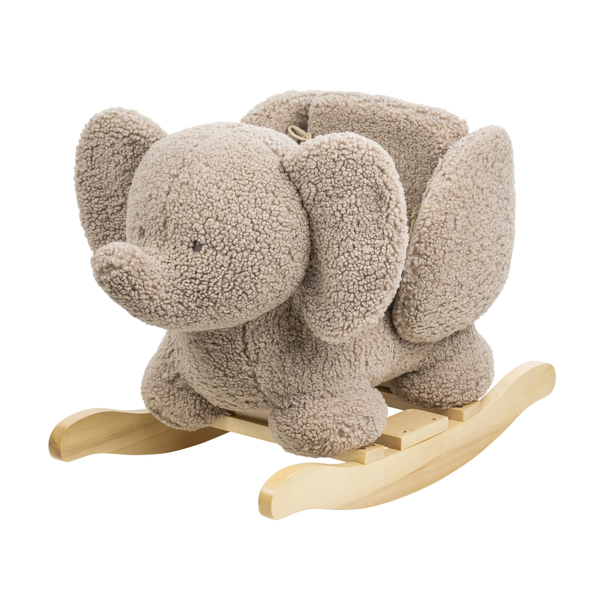 Nattou Dondolo per Bambini n Morbido Tessuto di Orsacchiotto, Elefante, Cintura di Sicurezza Inclusa, Allegro dondolio avanti e Indietro, Circa 60 cm, Lapidou, Poliestere/Legno, Taupe