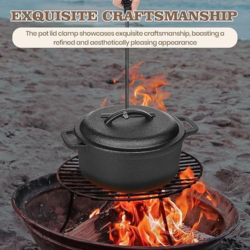 Miniatura 5 de Topyond Levantador de tapa de horno holandés con mango en espiral, elevador de tapa de hierro fundido de 7.7 pulgadas, levanta de forma segura las