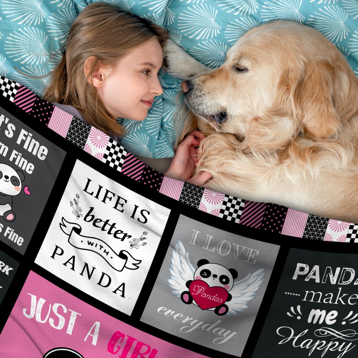 Panda Blanket Gifts for Girls Women Soft Warm Flannel Pandas Lovers Throw Blanket Panda Birthday Gifts for Adults Kids 50"x40" - Image 4