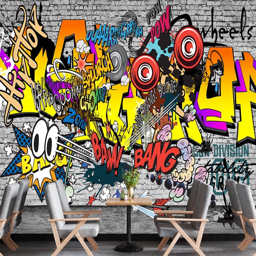 Custom Graffiti Peel and Stick Wall Mural Colorful Graffiti Wallpaper for Boys Children's Rooms Living Room Backdrop Murals