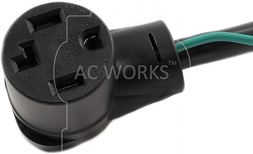 Miniatura 4 de AC WORKS Adaptador de salida de pared para secadora de 30 amperios y 3 clavijas (a enchufe de secadora de 4 clavijas de 30 amperios)