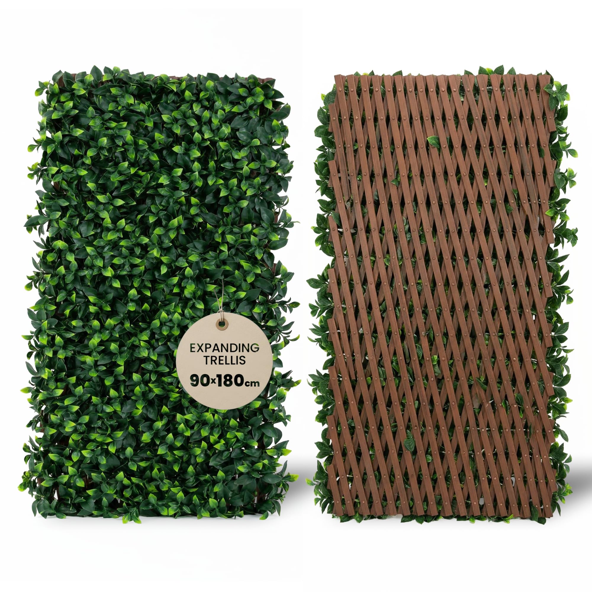 Expanding Trellis With Artificial Leaves 35x71 In (90x180 cm) - Garden Privacy Screen & Outdoor Decor, Ficus Leaf Artificial Hedge Screening Panel for Balcony, Terrace, Fence and Wall โ image 1