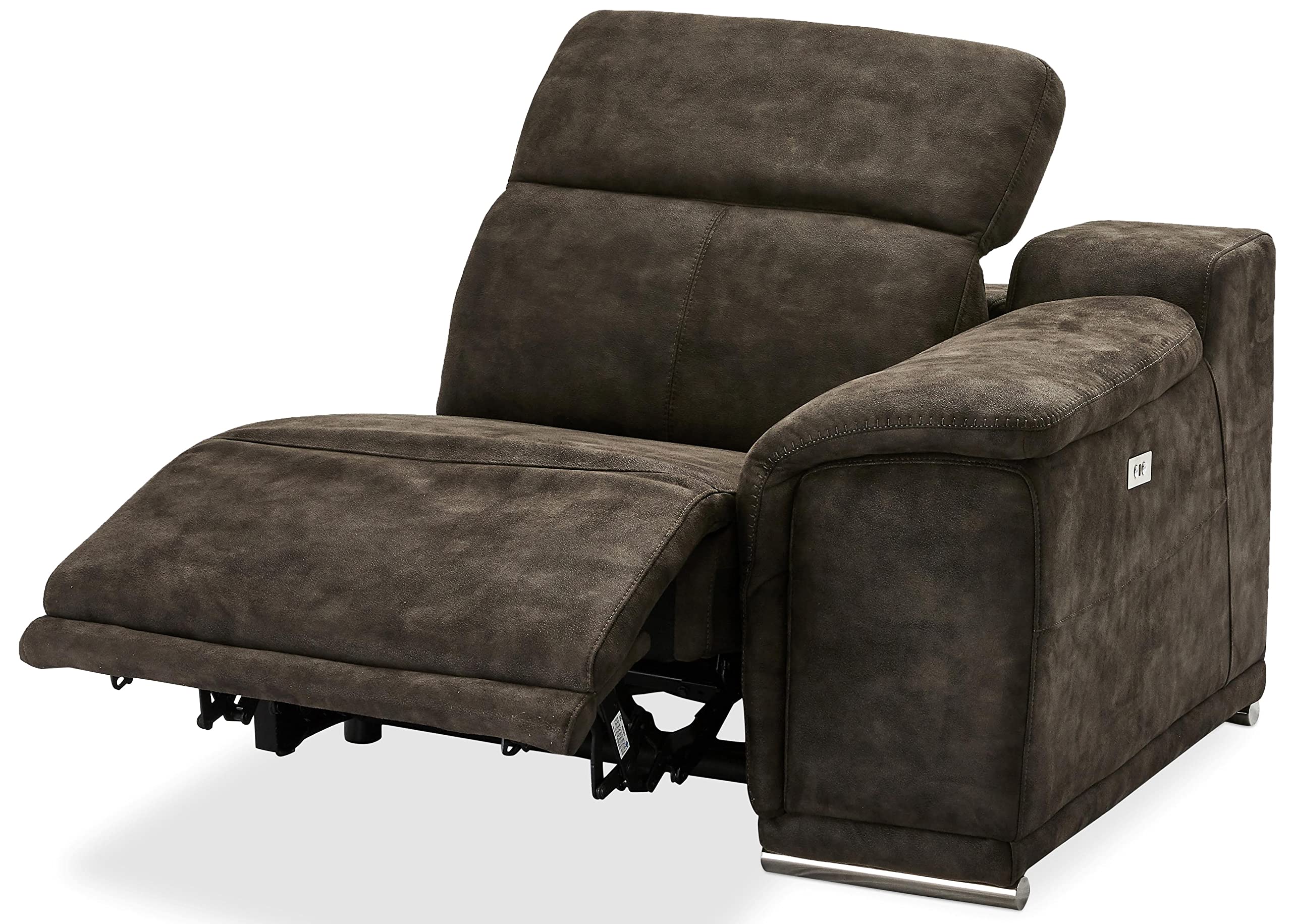 Ibbe Design Modul Sofa Braun Stoff 1 Sitzer mit Armlehne Rechts Elektrisch Verstellbar Relaxfunktion mit mit verstellbare Kopfstütze Alexa, 105x102x73 cm