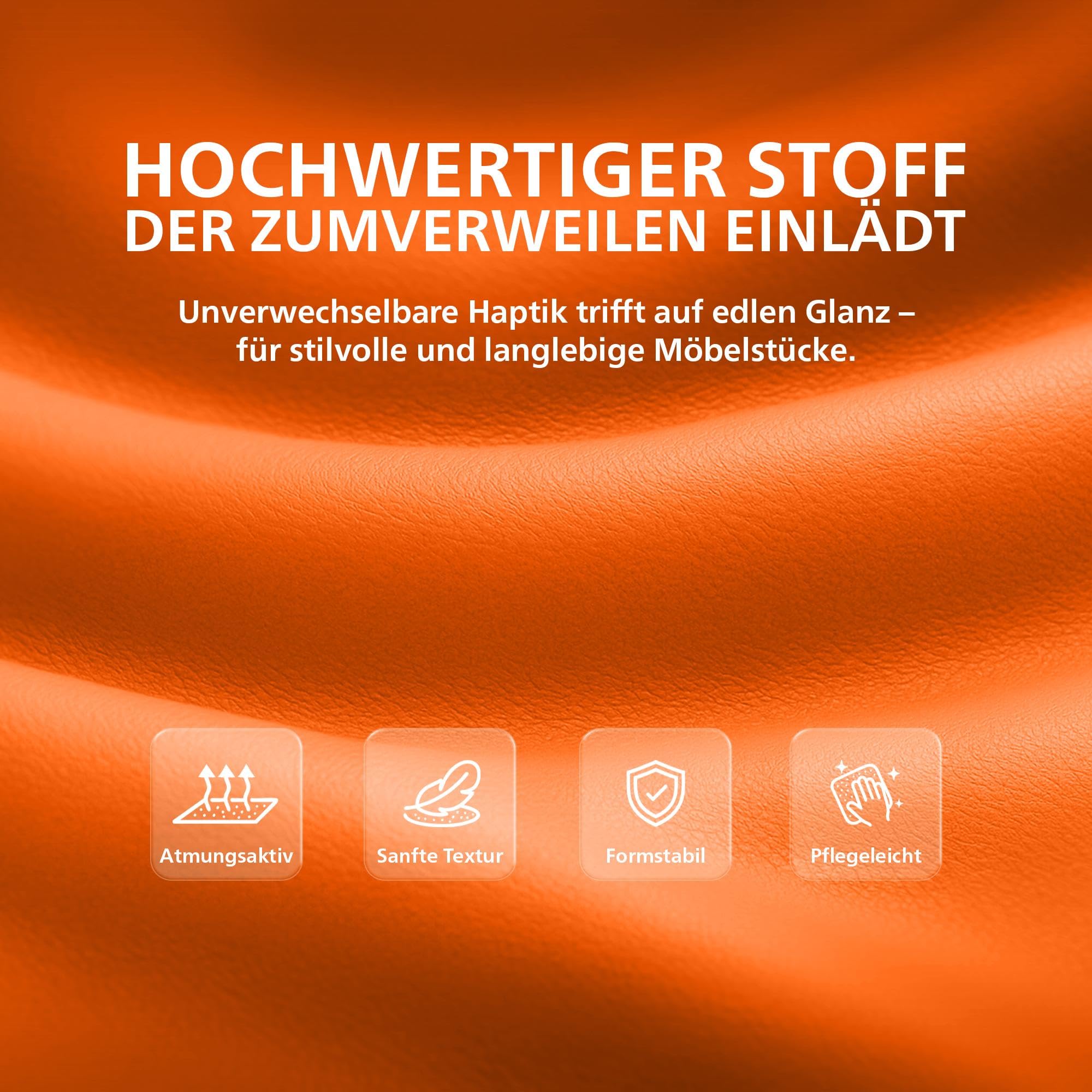 CLP Freischwinger Stühle 2er Set mit Armlehnen Seattle, Moderne Esszimmerstühle gepolstert mit Kunstlederbezügen, Gestelle in Chromoptik, Farbe:orange