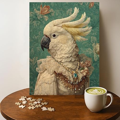 Royal Cockatoo Portrait Animal Jigsaw Puzzle - 500 Pieces Wooden Puzzle for Adul