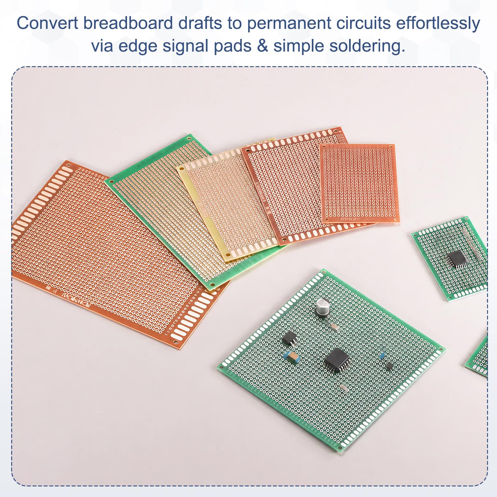 Lot de 5 cartes prototypes PCB avec en-têtes 40 broches Marron 30 x