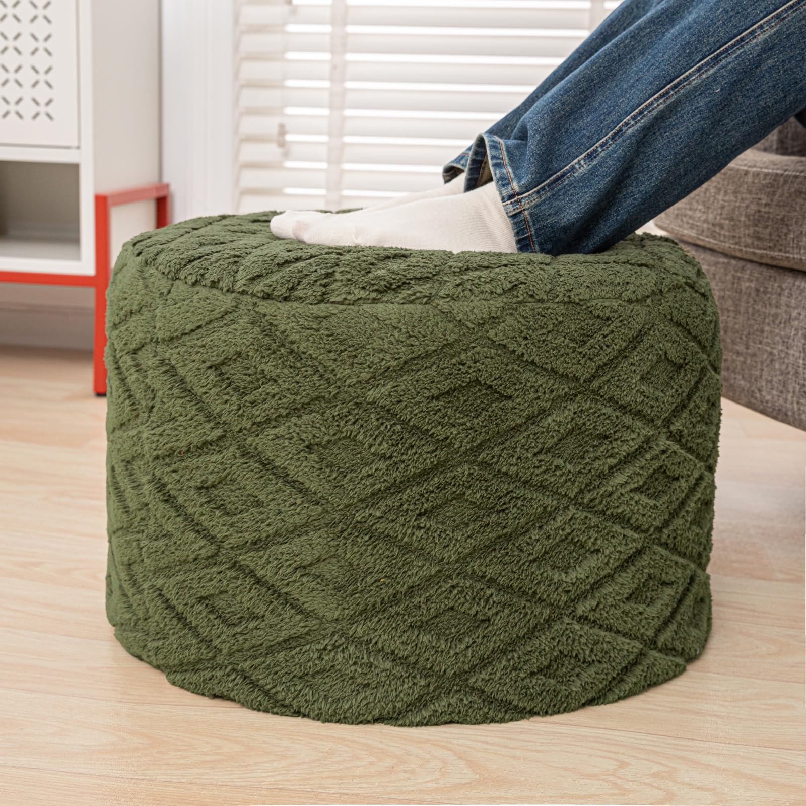 Amazon.com: AbunHeri Fluffy Round Ottoman Pouf with All-in-One