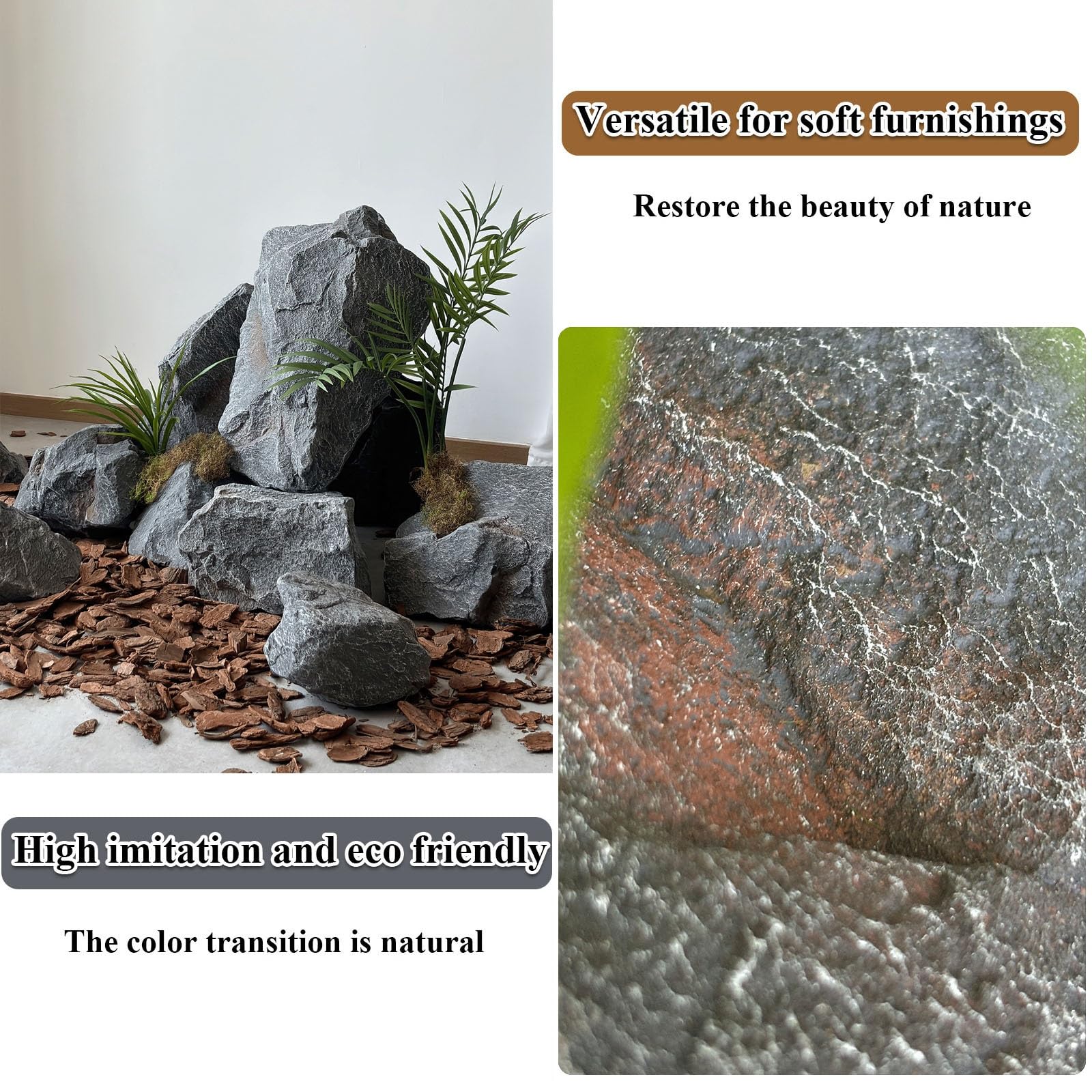 Rocce artificiali per paesaggi non cave, in schiuma di poliuretano per decorare cortile, giardino, pietre decorative per mimetizzazione esterna, confezione da 6