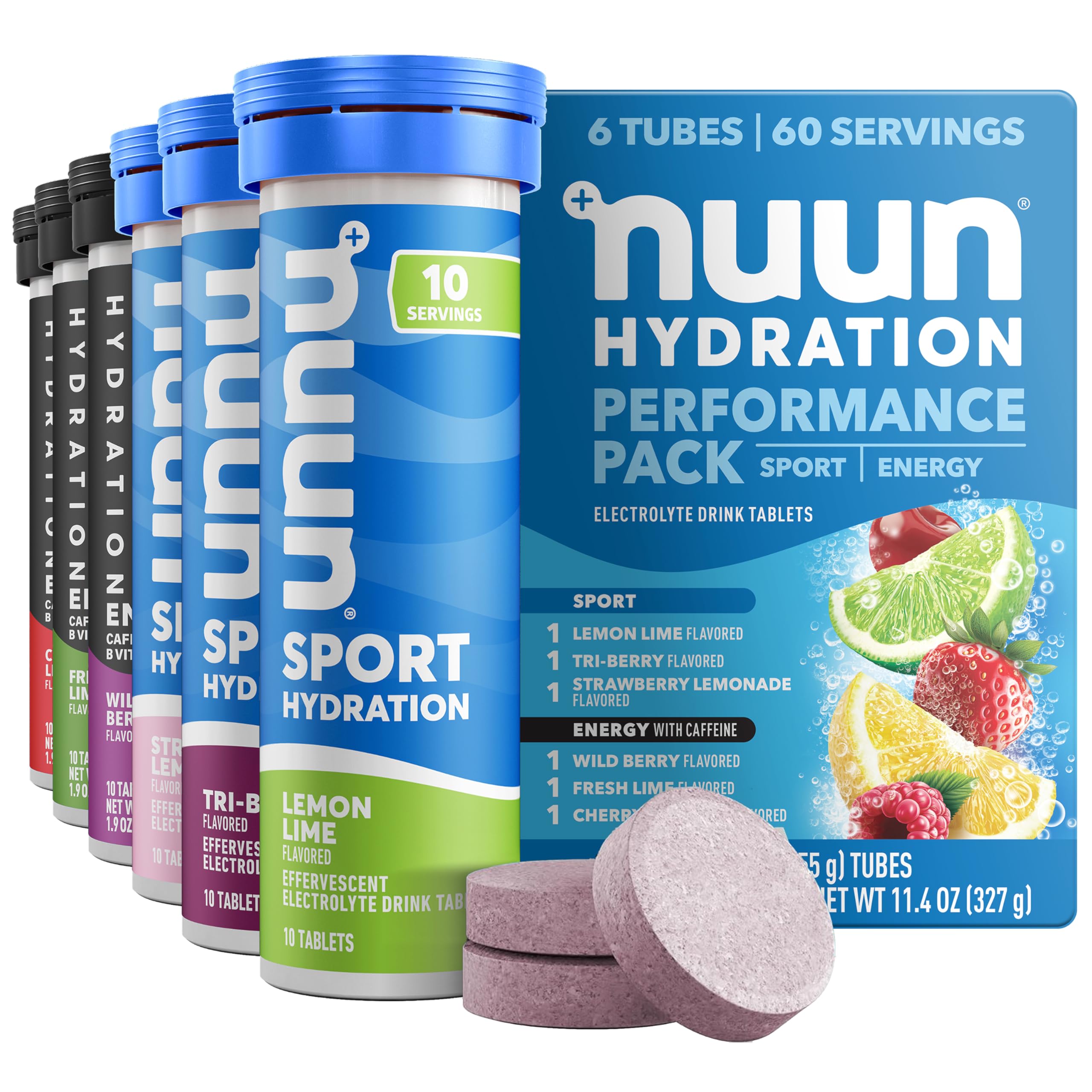 Nuun Energy Caffeine + B Vitamins Mixed Flavors, GF & Vegan, 6 Pack