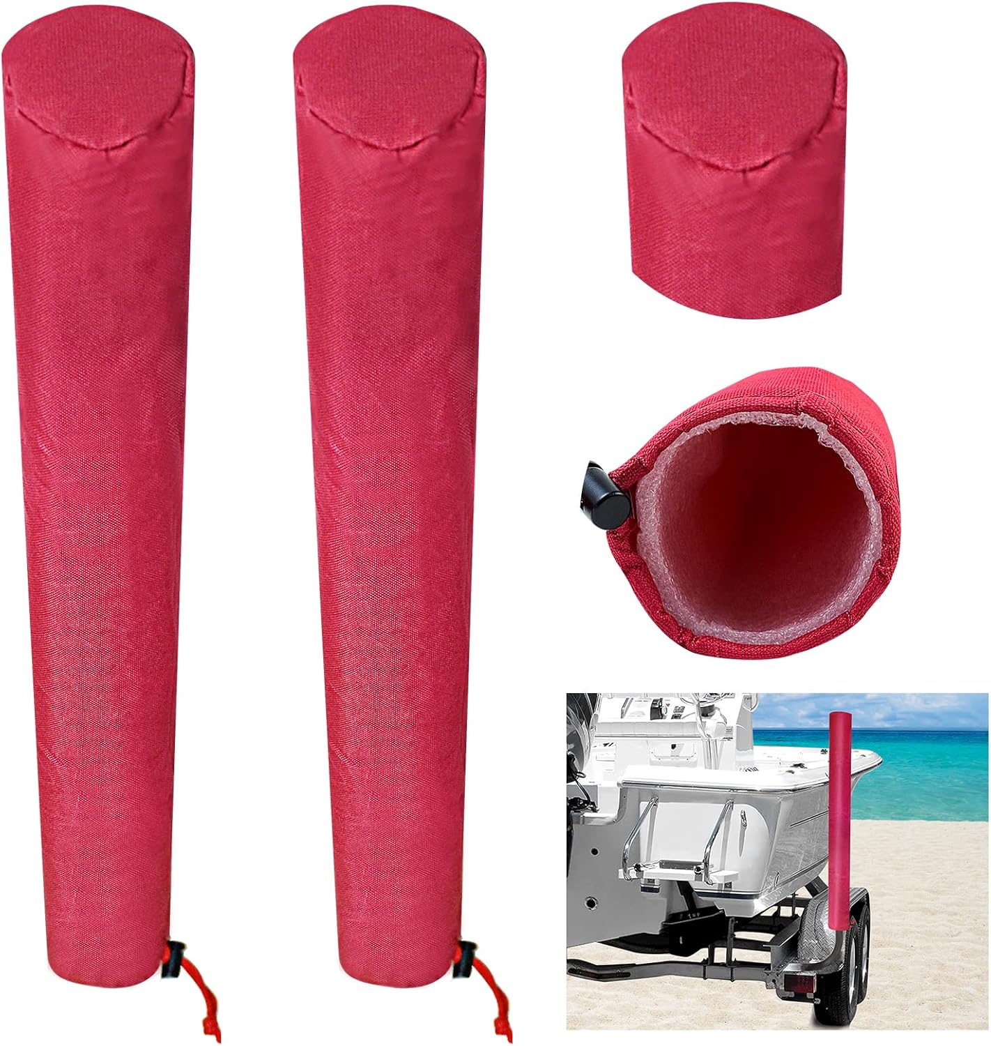 1 Pair Boat Trailer Guide Pole Pad and Cover, 36 Inch Red