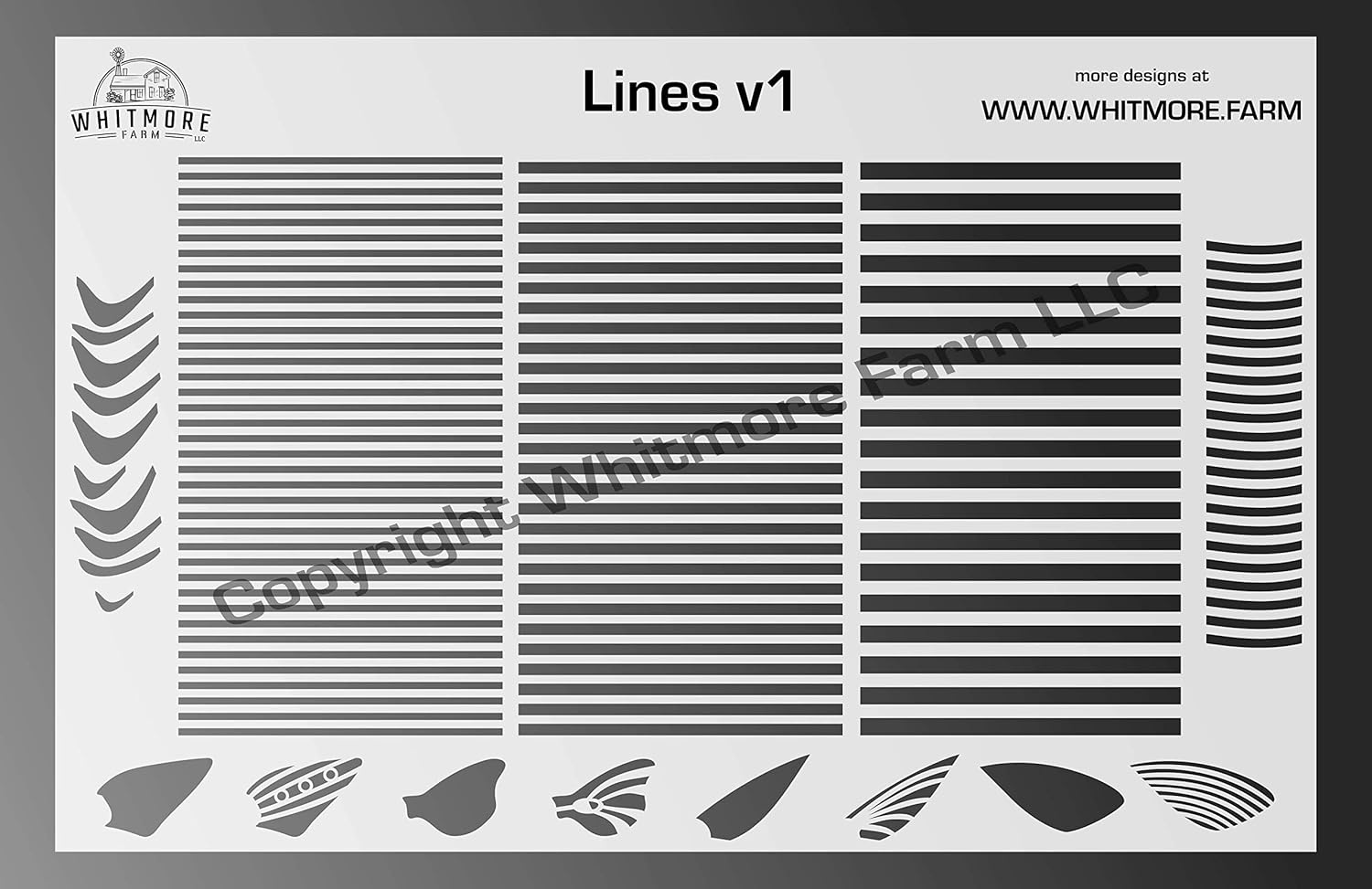 Whitmore Farm LLC Lines v1 Pattern Fishing Lure Airbrush Stencil - Mylar Reusable
