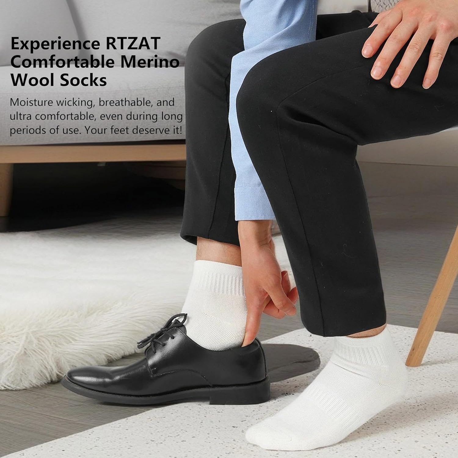 Merino Wool Ankle Socks for Men Women - Moisture-Wicking, Breathable, Arch Support, Padded Workout Year-Round Wear - Image 2