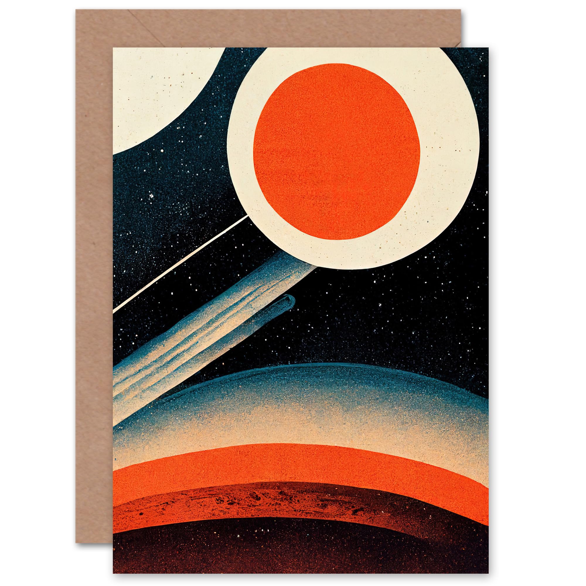 Artery8 - Greeting Card - Abstract Space Lover NASA Moon - Orange