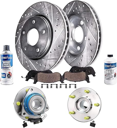 Miniatura 53 de Detroit Axle - Kit de freno delantero para Ford Explorer Mercury Mountaineer 2002-2005 Bujes de rodamiento de rueda perforados y ranurados rotores