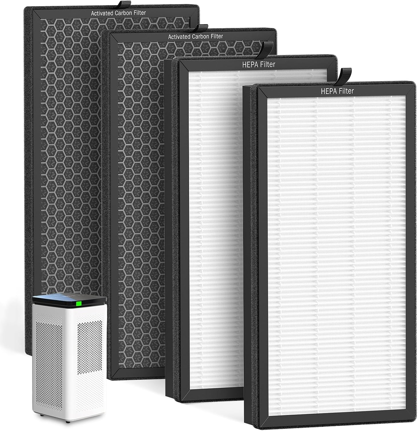 AP400 Replacement Filter Set for SIESEAN AP400 Air Purifier, 4-Pack with 2 HEPA Filters and 2 Activated Carbon Filters, 3-in-1 Filtration System