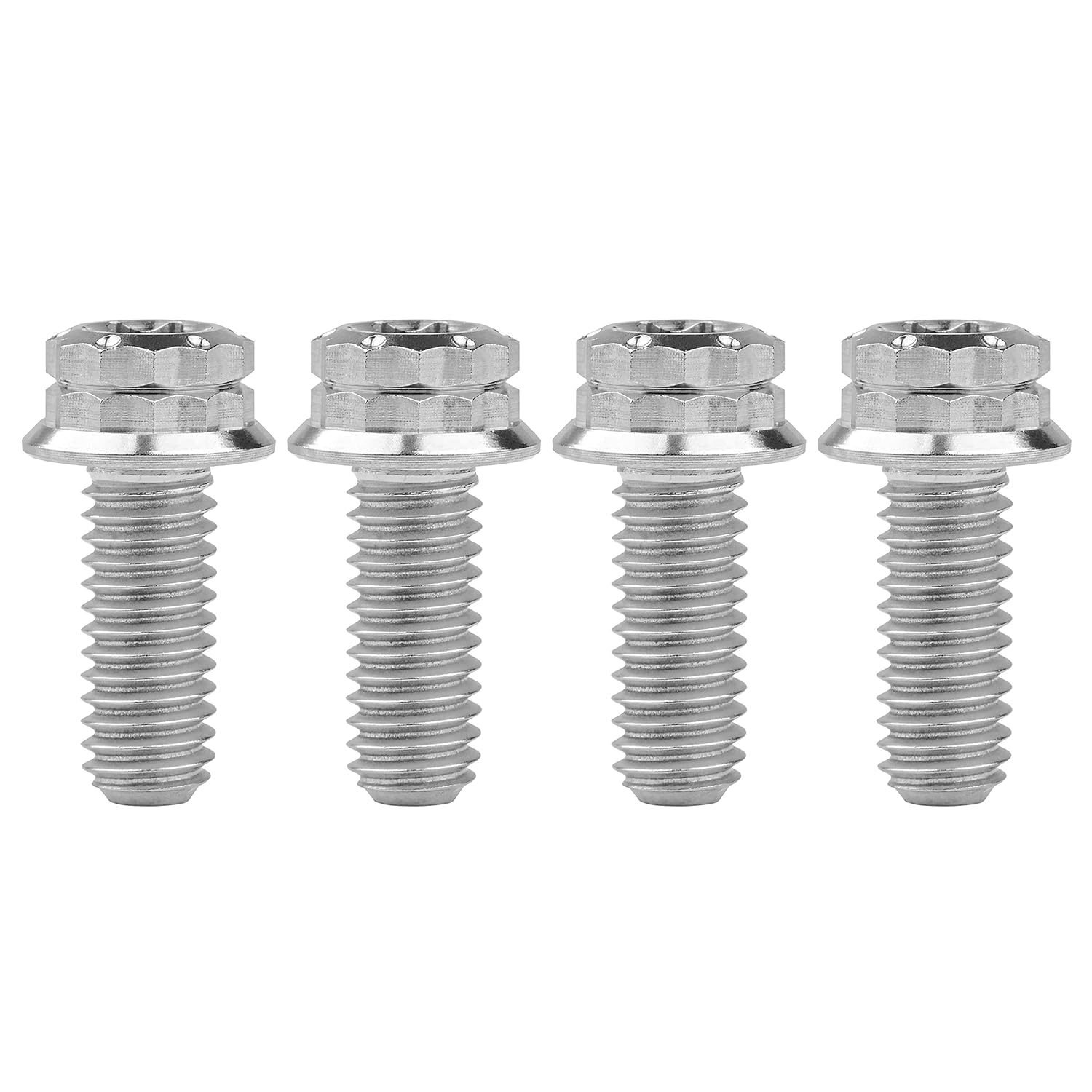 Titanium Flange 12 Point M6 x10 15 20 25 30 35 40 45 50mm Screw Bolt Pack of 4 (M6x40mm, Black)
