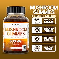 Vista 6 de Mushroom Gummies 10 in 1 Blend (60 Gummies with Lions Mane, Cordyceps, Reishi & More Functional Mushrooms) Focus & Brain Gummy Mushroom Supplement