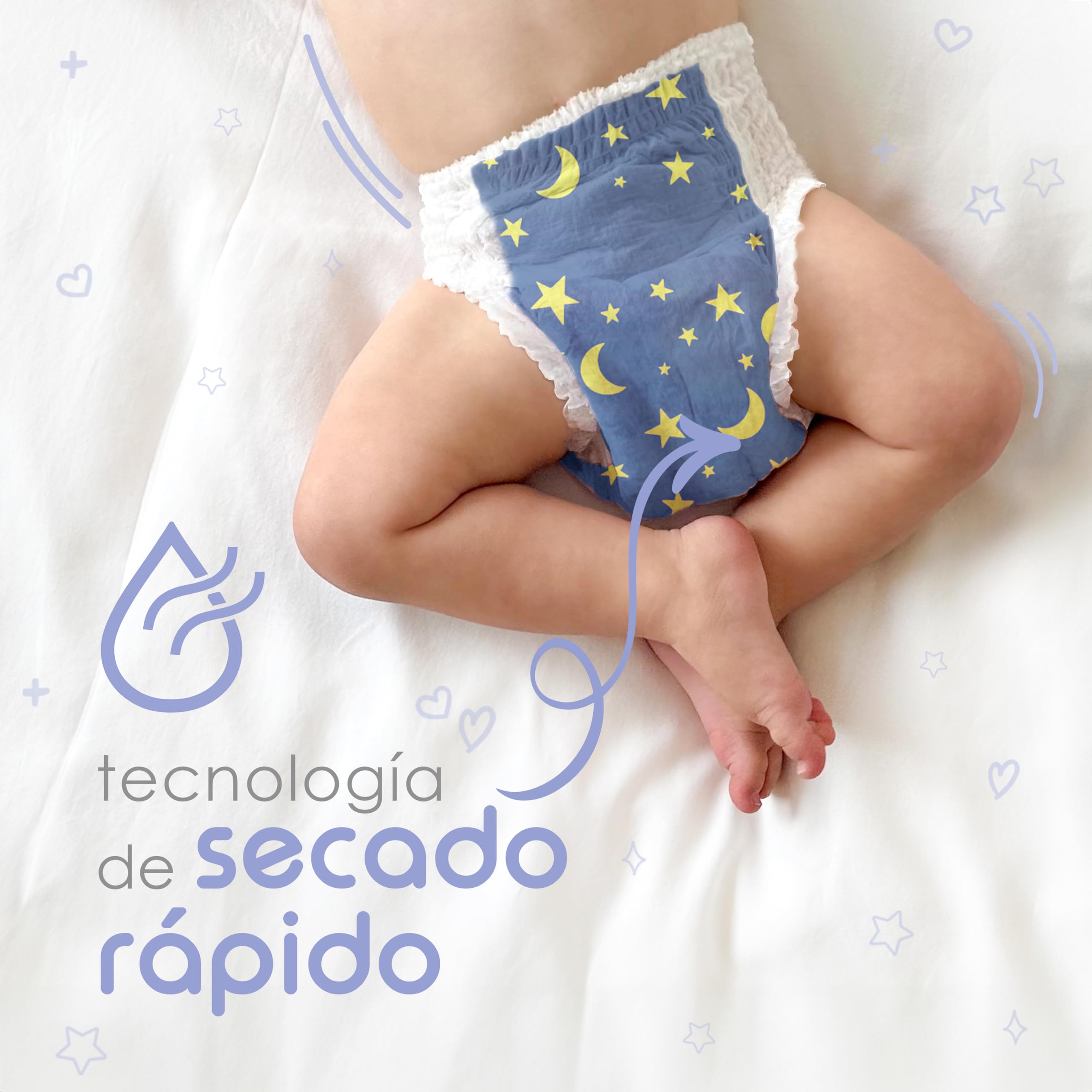 PureBorn Sweet Dreamer Pañales Braguitas de Noche, Talla 5 (12-17 kg), 60 Pañales, Protección Contra Fugas Durante la Noche, Absorción Extra, Confort en Seco, Indicador de Humedad