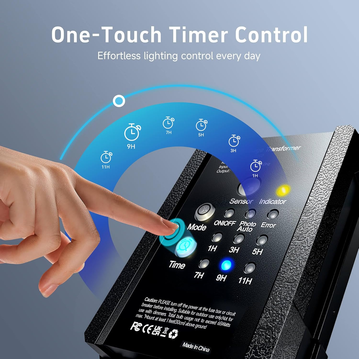 Gardenreet 65W Low Voltage Landscape Lighting Transformer with Timer and Photocell Sensor IP65 Waterproof, 12V DC for Outdoor LED Pathway, Spotlights