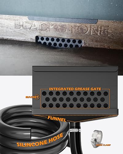 Miniatura 5 de Embudo de drenaje de grasa trasero para Blackstone Grease Catcher Upgrade, trampa de grasa Blackstone con puerta de grasa integrada, reemplaza la