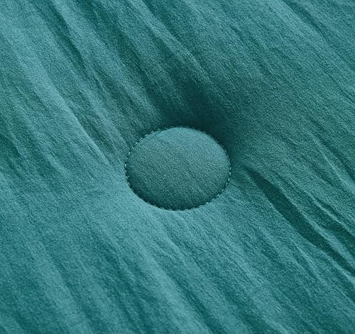 Miniatura 7 de Chezmoi Collection Nora - Juego de edredón de 3 piezas, color verde azulado, esponjoso, suave, ligero, con borde con volantes, microfibra lavada a