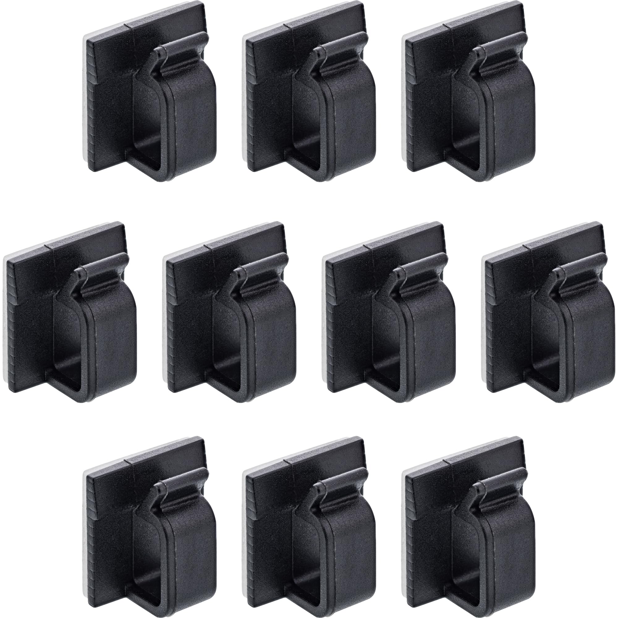 InLine 10er Pack Kabelhalter Klebesockel M, stark haftend, für Lichterketten, Kabelorganisation, schwarz, Nylon, 3M-Klebepad, langlebig, 59971E