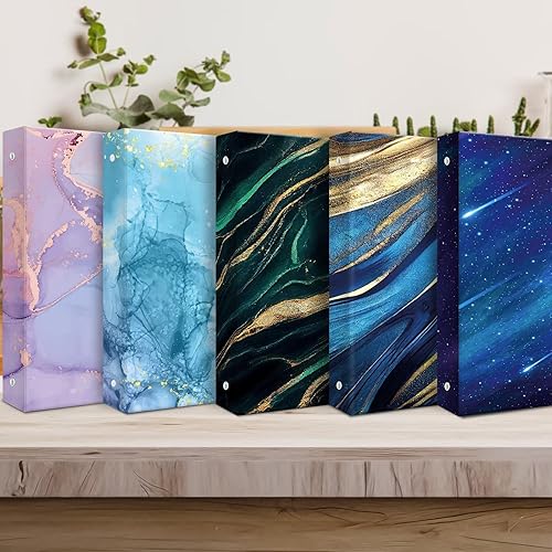 Vista 7 de Carpeta organizadora decorativa de 3 anillos de 1 pulgada para papel tamaño carta, carpeta de 1 pulgada con divisores y calcomanías, carpeta de tapa