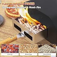 Vista 5 de Horno de pizza para exteriores de 12 pulgadas, hornos de pizza de pellets de madera con piedra giratoria de 360, estufa de pizza portátil exterior