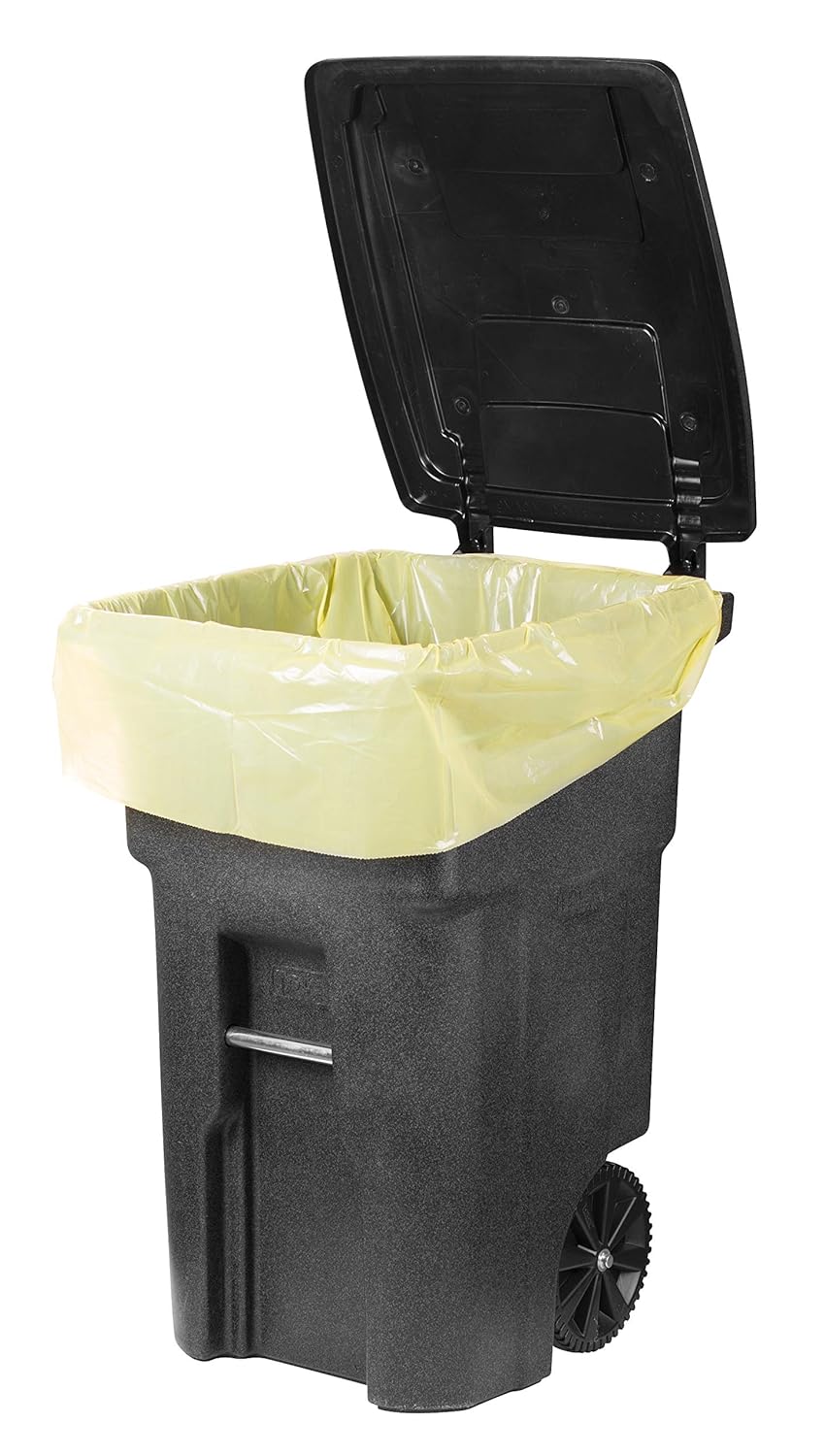 Plasticplace 64-65 Gallon Trash Can Liners for Toter │ 1.5 Mil │ Yellow Heavy Duty Garbage Bags │ 50” x 60” (50 Count) (W65LDYTL)