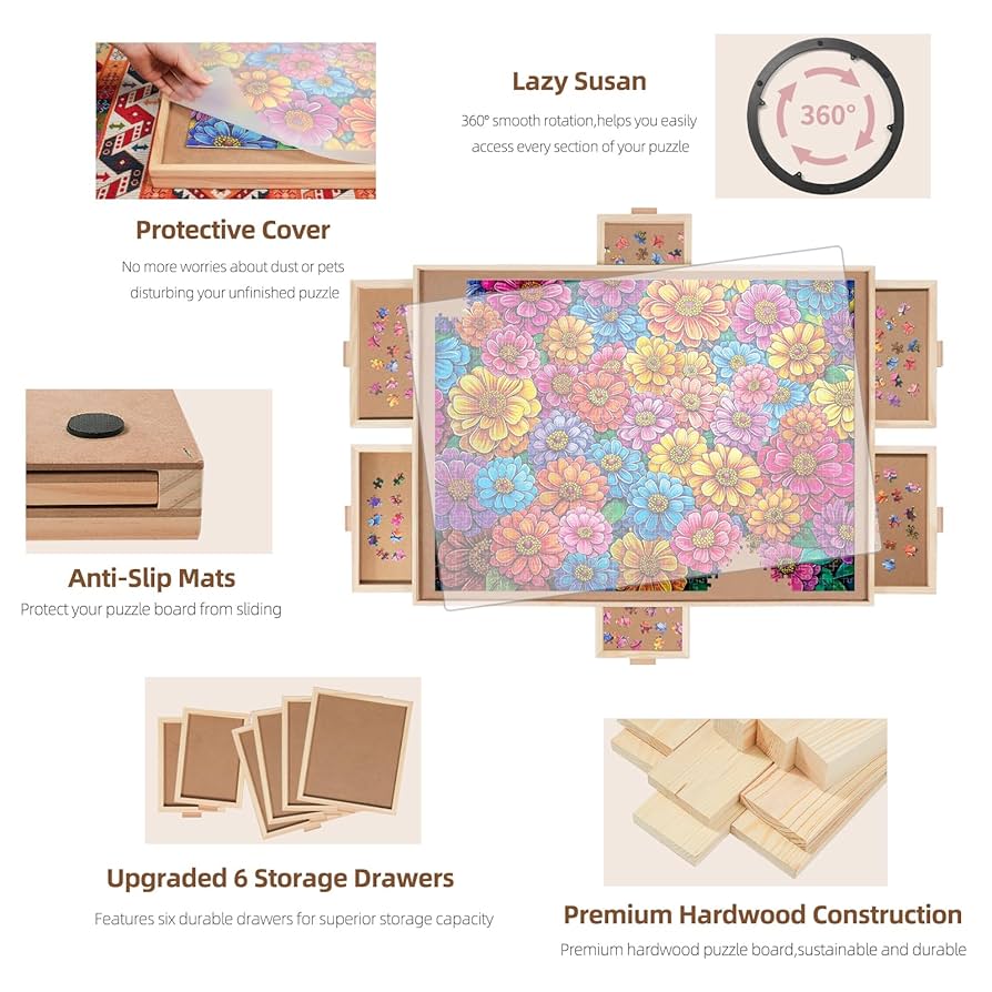 ⭐︎ruru⭐︎ Amazon.com: DIKASHI 1500 Pieces Rotating Puzzle Board with 6