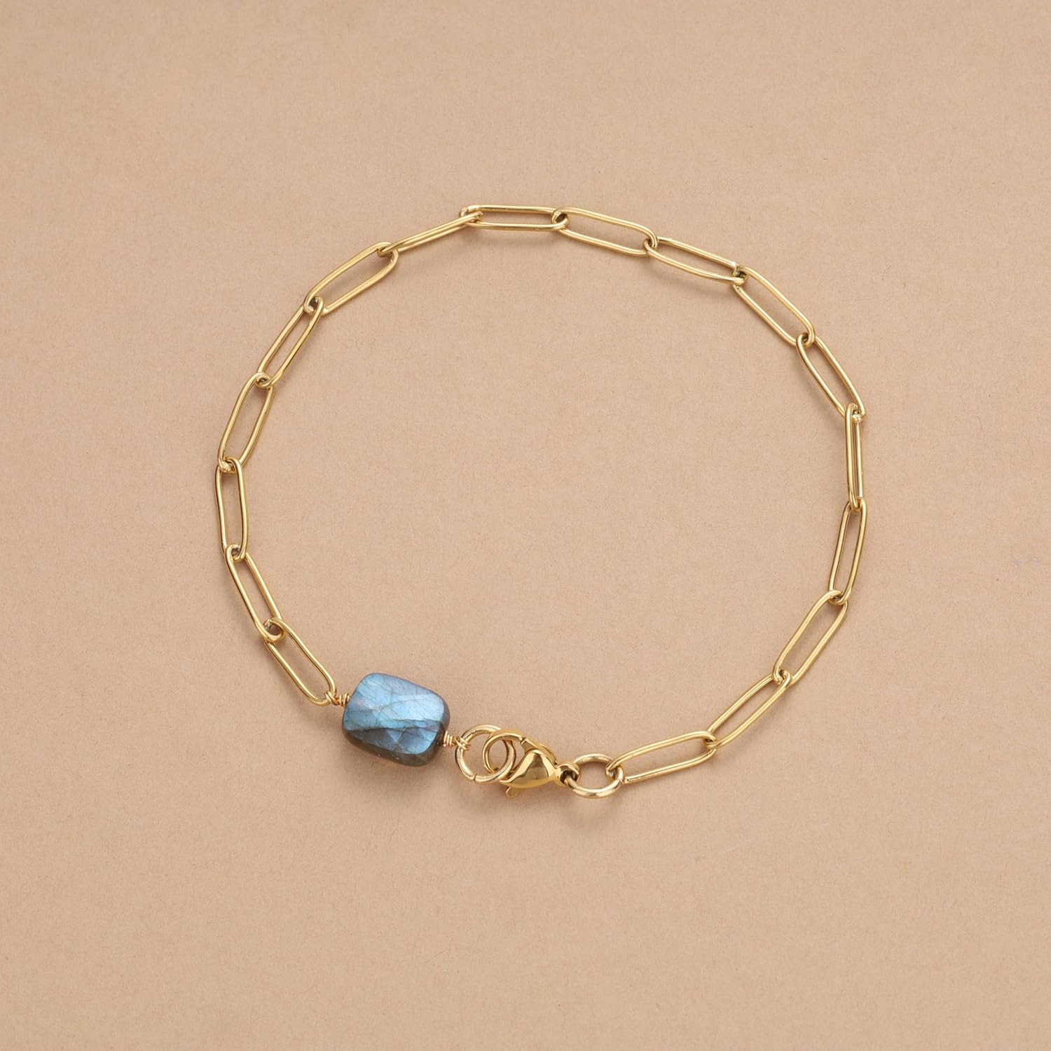 COAI Link Chain Bracelet for Women, 18K Gold Plated Stainless Steel Crystal Bracelet for Women, Labradorite/Amethyst/Citrine - Image 4