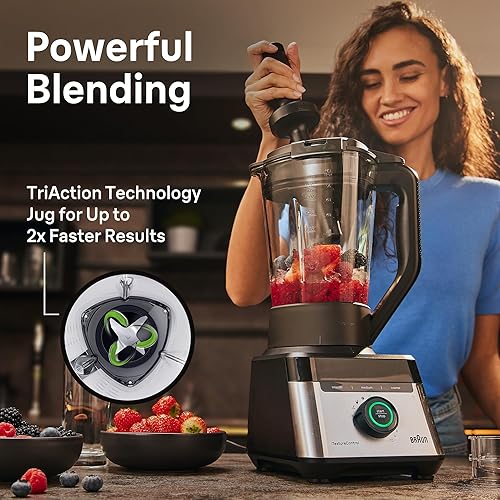 Miniatura 5 de Braun TriForce Power Blender - Potente licuadora de encimera de 1200 vatios con 10 velocidades manuales, 3 texturas y 3 ajustes de alimentos,