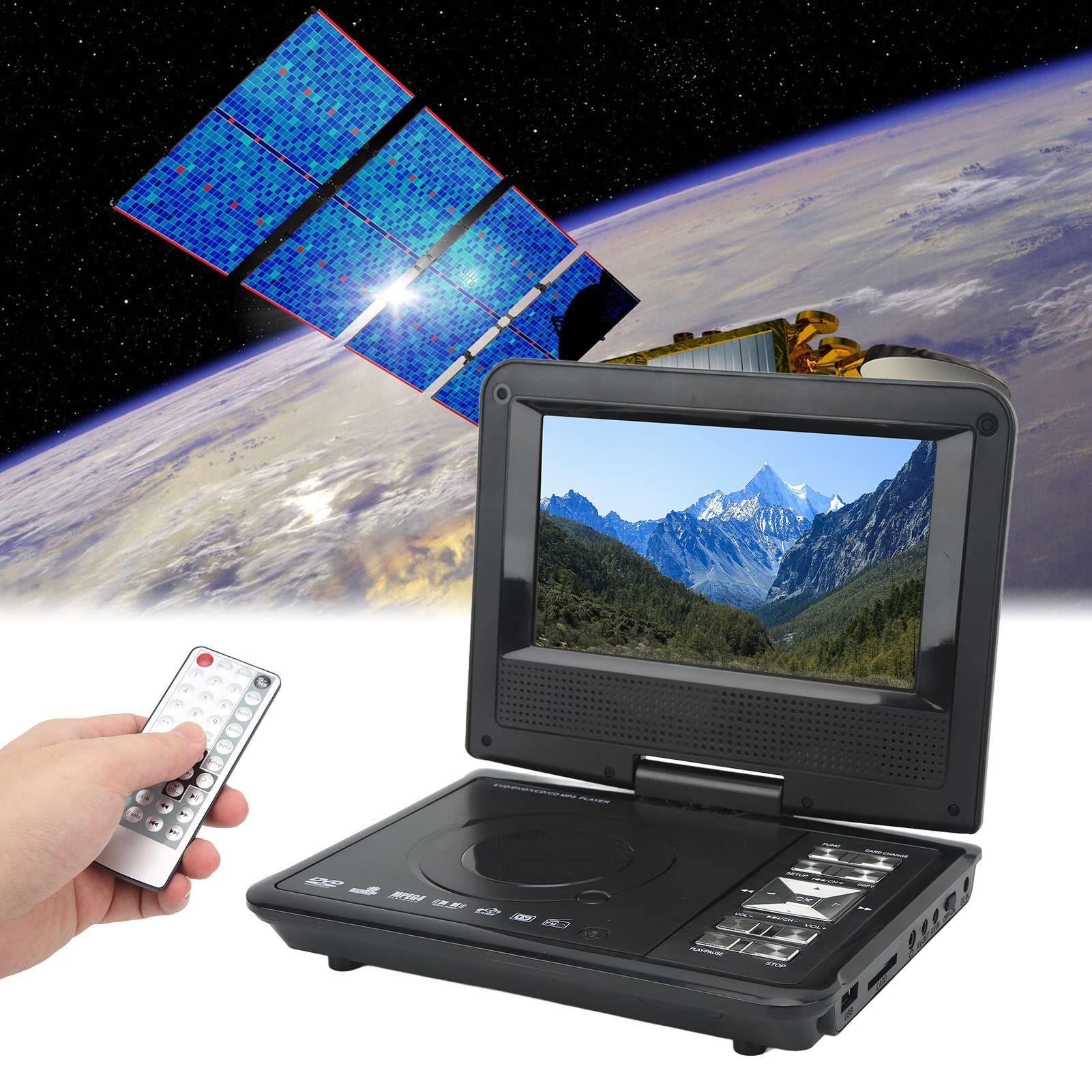 Lettore Dvd Portatile Da 7 Pollici, Lettori Video Multifunzionali Con Poggiatesta Con Schermo Girevole Hd Con Altoparlanti Stereo Doppi, Supporto Cd/Dvd/Scheda Sd/Usb, Memoria Breakpoint