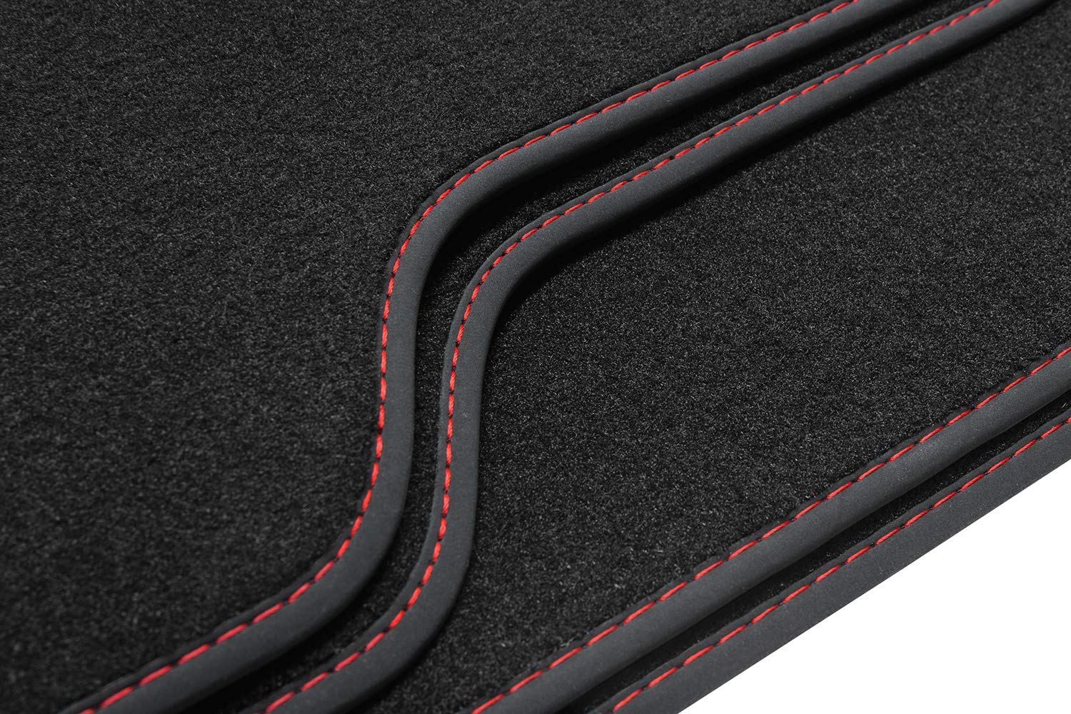Teileplus24 Tappetini Per Alfa Romeo Tonale 965 2022-2024 – 4 Pezzi, Velours Pesante 2155 G/m², Impermeabili, Cuciture Rosse, Fissaggio Incluso
