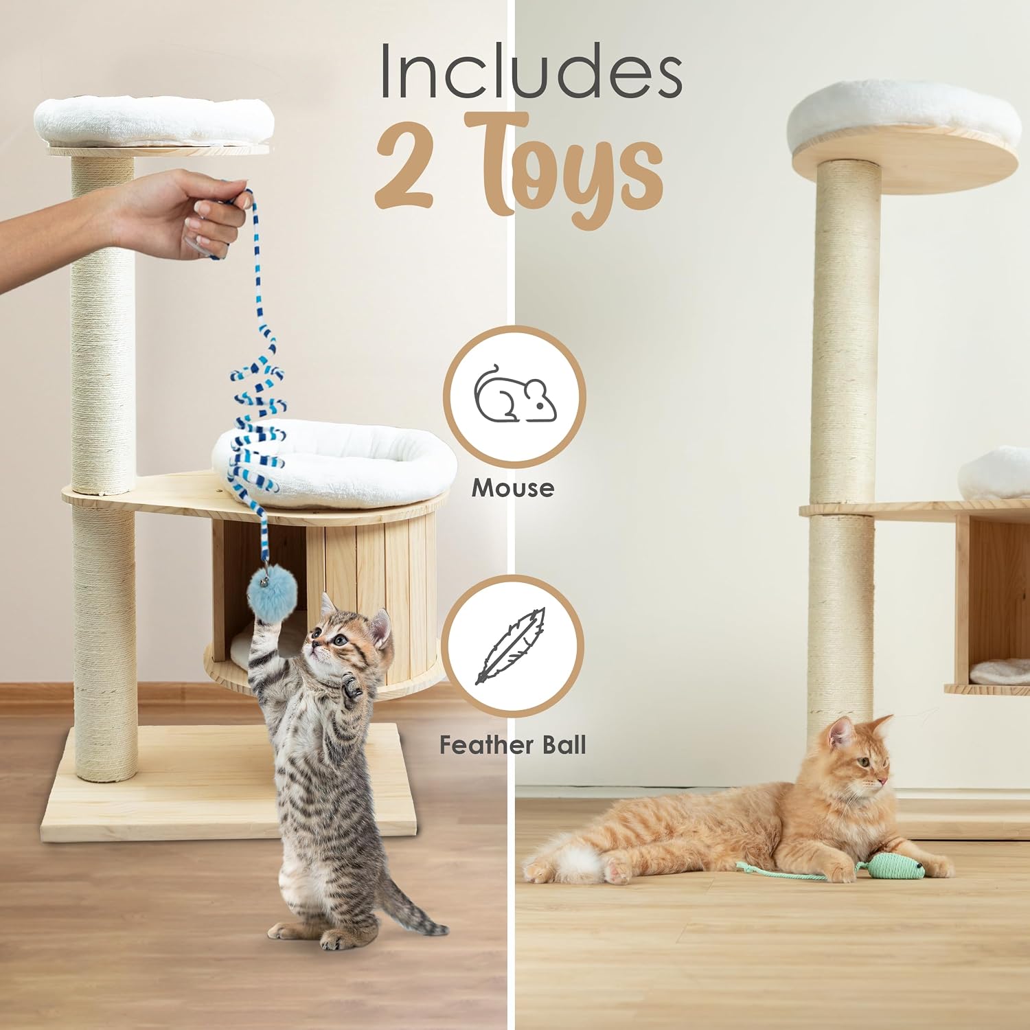 review Modern Cat Tree with Toys for Indoor Cats - 50