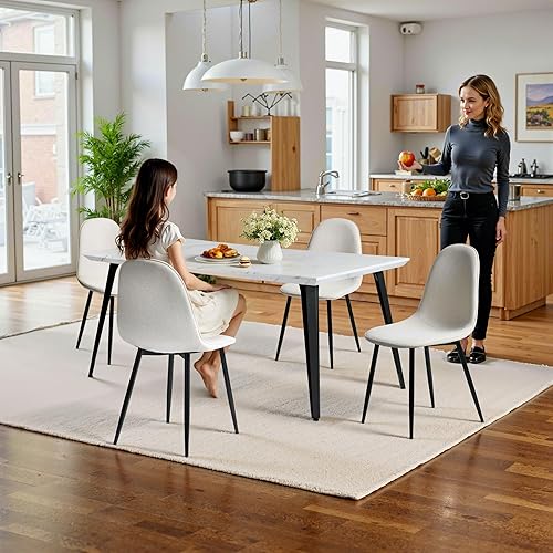Miniatura 9 de Homy Casa Juego de comedor de 5 piezas  Mesa de comedor rectangular moderna de mediados de siglo de 63 pulgadas con 4 sillas de gamuzatela, marco de