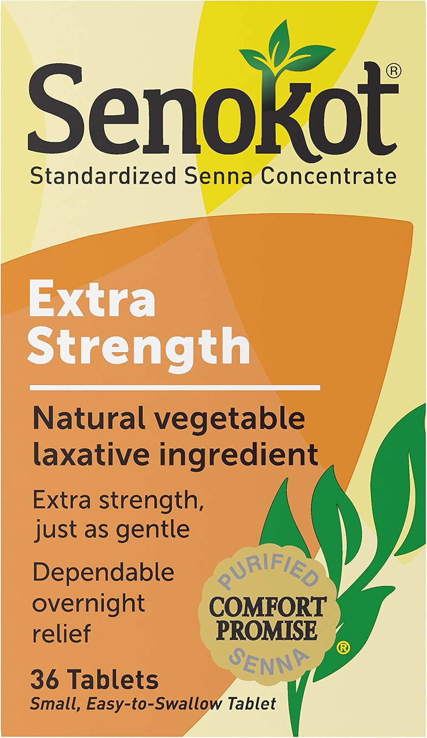 Senokot Extra Strength Natural Vegetable Laxative for Gentle Overnight Relief Occasional Constipation, 36 Count : Health & Household