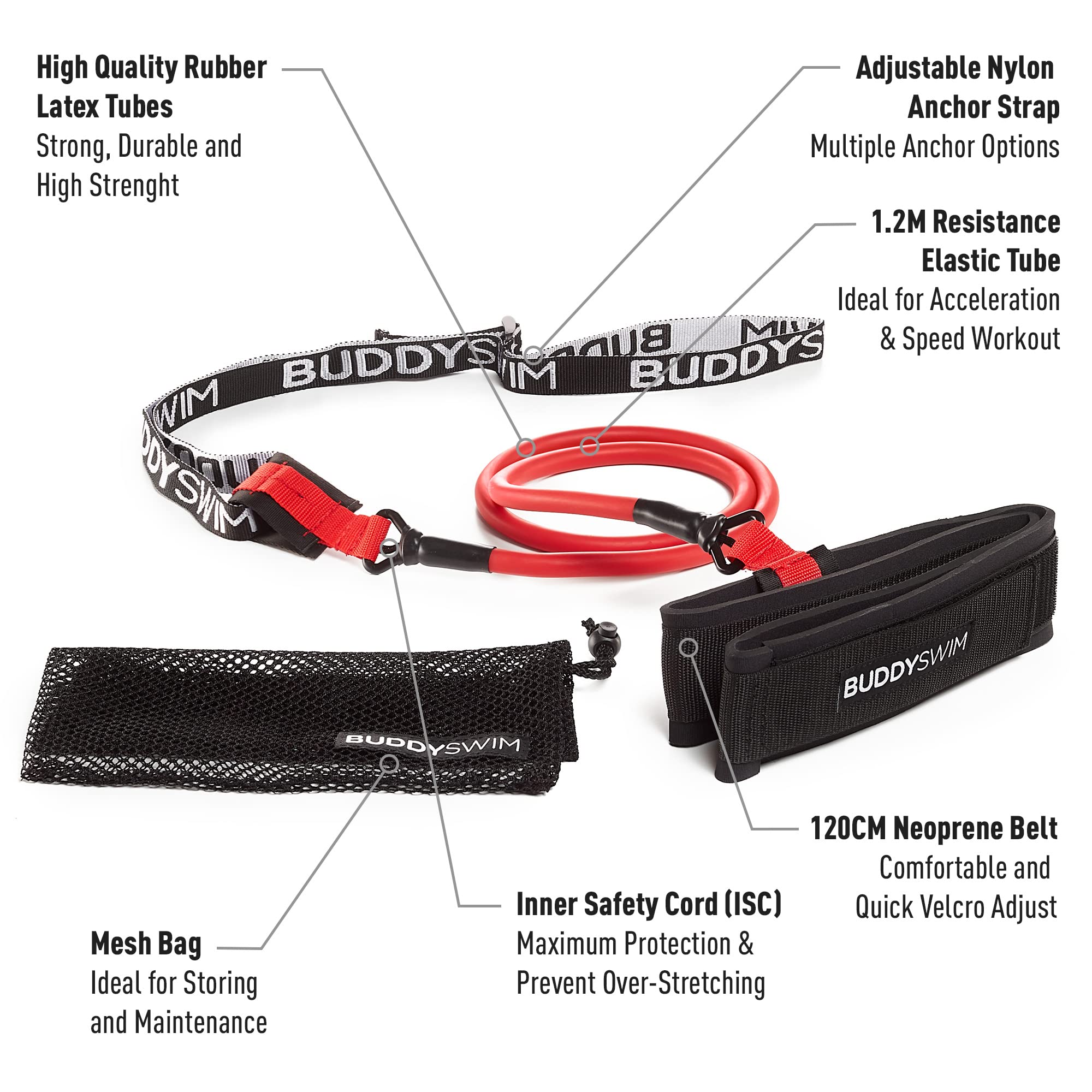Image secondaire de Ceinture de Natation BUDDYSWIM avec Élastiques de Résistance