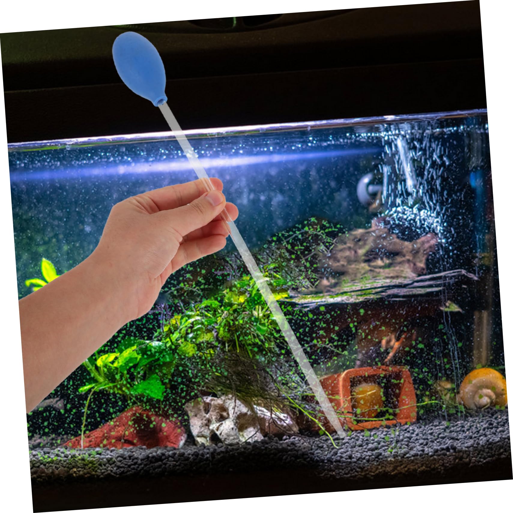 GRIRIW Feeder for Fish Tank Aquarium Tank Feeder Manual Cleaner Soft Head Design for Corals